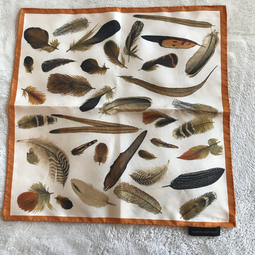 Banana Republic Feather Pattern Scarf in Rust and Cream